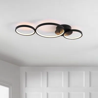 Jonathan Y Nube 26.88" 3-light Contemporary Modern Metal Integrated Led Flush Mount In Black