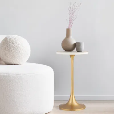 Jonathan Y Nysha Modern Bohemian Metal/resin Inlay Top End Table In Gold