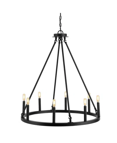 Jonathan Y Oberto Ring 8-light Rustic Farmhouse Led Chandelier In Black