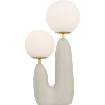Jonathan Y Oda 17.75" 2-light Modern Bohemian Resin/iron/frosted Glass Danish Cactus Led Table Lamp In Almond/brass Gold