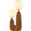Jonathan Y Oda 17.75" 2-light Modern Bohemian Resin/iron/frosted Glass Danish Cactus Led Table Lamp In Brown Wood Finish/brass Gold