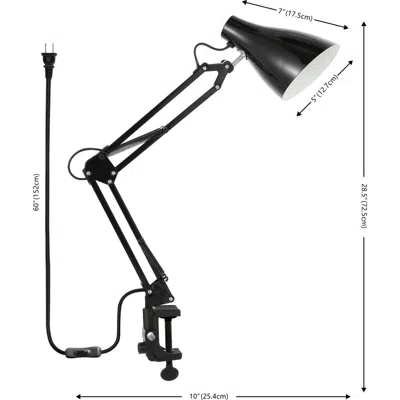 Jonathan Y Odile Classic Industrial Adjustable Articulated Clamp-on Led Task Lamp In Black