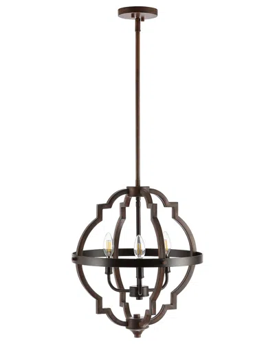 Jonathan Y Ogee 16.75in 3-light Adjustable Iron Rustic Industrial Led Pendant In Metallic