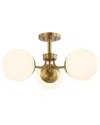 Jonathan Y Olivier 23.5in 3-light Irled Semi Flush Mount In Brass