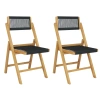 Jonathan Y Olivier Coastal Modern Wood Roped Folding Chair With Adjustable Back, Black/natural (set Of 2)