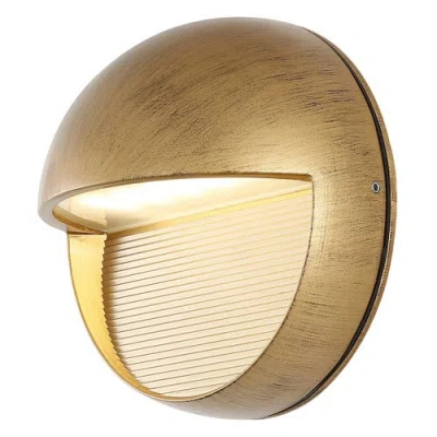 Jonathan Y Orbe Outdoor Metal/glass Integrated Led Wall Sconce In Antique Gold