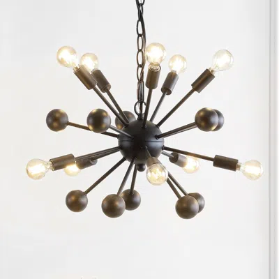 Jonathan Y Orbit 19.5" 10-light Adjustable Iron Modern Industrial Sputnik Led Chandelier In Brown