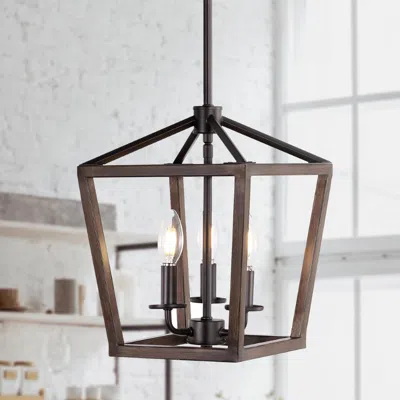 Jonathan Y Oria 10" 3-light Iron Farmhouse Industrial Lantern Led Pendant In Brown