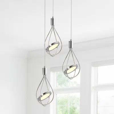 Jonathan Y Orion 11.5" Adjustable Modern Integrated 3-light Cluster Led Metal Pendant In Metallic