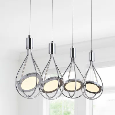 Jonathan Y Orion 29" Adjustable Modern Integrated 4-light Linear Led Metal Pendant In Metallic