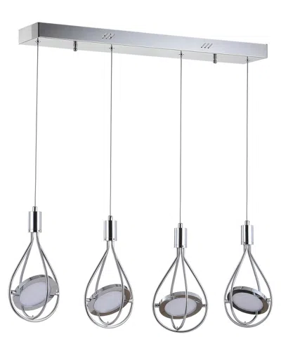 Jonathan Y Orion 29in Adjustable Modern Integrated 4-light Cluster Led Pendant In Silver