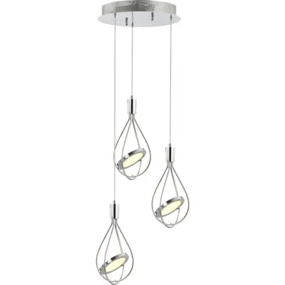 Jonathan Y Orion Adjustable Modern Integrated 3-light Cluster Led Metal Pendant In Silver