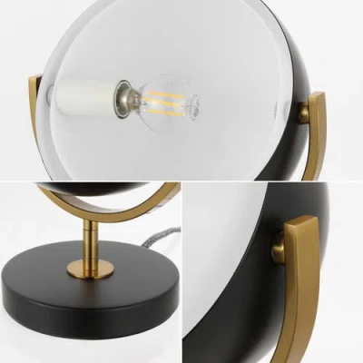 Jonathan Y Orion Vintage Classic Metal/acrylic Adjustable Orb Led Floor Spotlight In Black/brass Gold