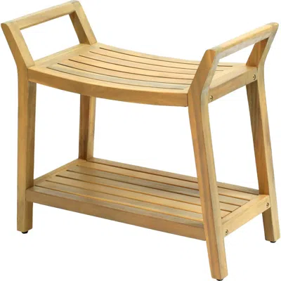 JONATHAN Y JONATHAN Y ORLA 25.6" MODERN CLASSIC SLATTED SOLID ACACIA WOOD INDOOR/OUTDOOR SHOWER BENCH WITH SHEL