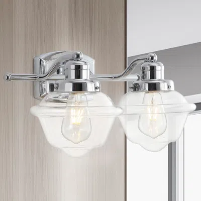 Jonathan Y Orleans 16.75" 2-light Iron/glass Schoolhouse Led Vanity Light In Gray