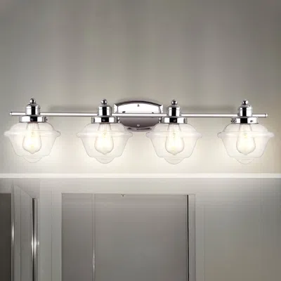 Jonathan Y Orleans 35.75" 4-light Iron/glass Coastal Cottage Led Vanity Light In Gray