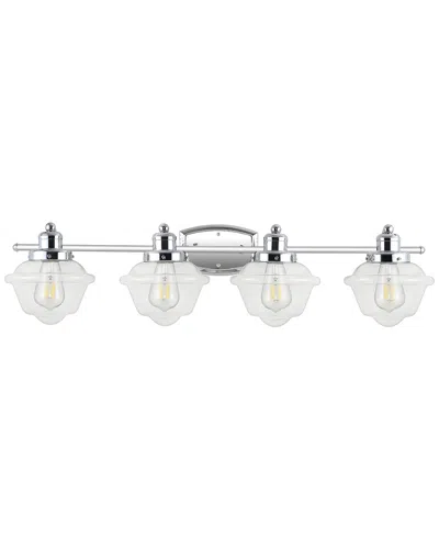 Jonathan Y Orleans 35.75in 4-light Iron/glass Coastal Cottage Led Vanity Light In Metallic