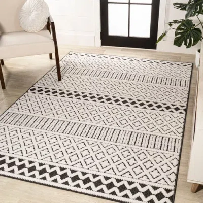 Jonathan Y Ormond High-low Modern Trellis Geometric Indoor/outdoor Area Rug In Cream/black