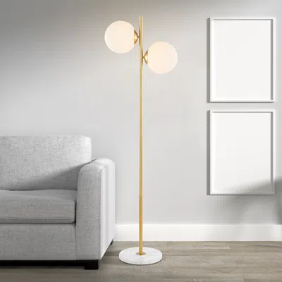 Jonathan Y Oscar 60.5" 2-light Modern Parisian Candlestick Iron Led Floor Lamp In Gold