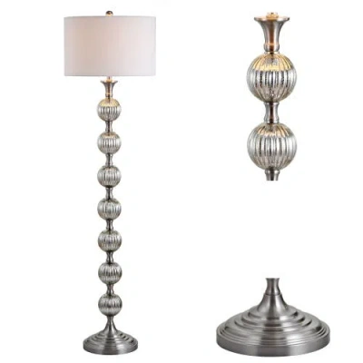 Jonathan Y Oslo 60.5" Glass/metal Led Floor Lamp, Mercury Silver