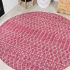 Jonathan Y Ourika Moroccan Geometric Textured Weave Indoor/outdoor Round Area Rug In Fuchsia/light Gray