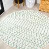 Jonathan Y Ourika Moroccan Geometric Textured Weave Indoor/outdoor Round Area Rug In Green/ivory