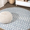Jonathan Y Ourika Moroccan Geometric Textured Weave Indoor/outdoor Round Area Rug In Light Gray/navy