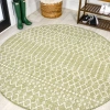 Jonathan Y Ourika Moroccan Geometric Textured Weave Indoor/outdoor Round Area Rug In Light Green/cream