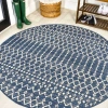Jonathan Y Ourika Moroccan Geometric Textured Weave Indoor/outdoor Round Area Rug In Navy/beige