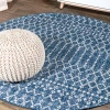 Jonathan Y Ourika Moroccan Geometric Textured Weave Indoor/outdoor Round Area Rug In Navy/light Gray