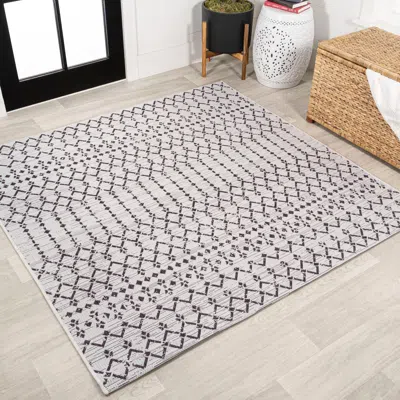 Jonathan Y Ourika Moroccan Geometric Textured Weave Indoor/outdoor Square Area Rug In Neutral