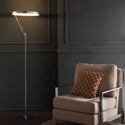 Jonathan Y Owen 66.7" Integrated Led Metal Floor Lamp In Metallic