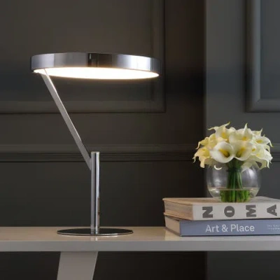 Jonathan Y Owen Integrated Led Metal Table Lamp In Chrome
