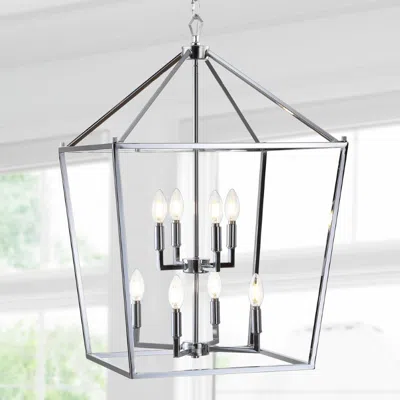 Jonathan Y Pagoda 20" 8-bulb Lantern Metal Led Pendant In Gray