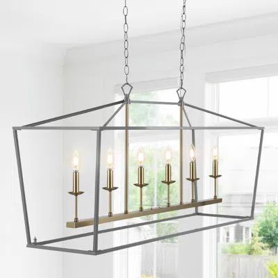 Jonathan Y Pagoda 49" Linear 6-bulb Classic Traditional Metal Led Pendant In Gray