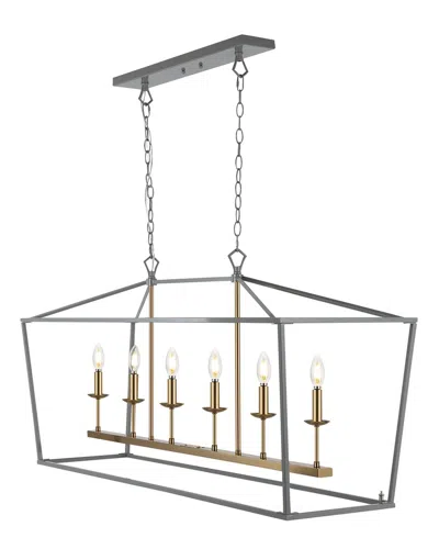 Jonathan Y Pagoda 49in Linear 6-bulb Led Pendant In Gray