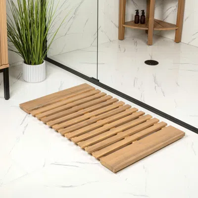 Jonathan Y Paige Modern Classic Acacia Wood Slat Indoor/outdoor Shower Mat In Neutral