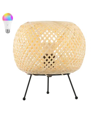 Jonathan Y Palma 10.75" Bohemian Rustic Iron, Rattan Led Mini Table Lamp With Smart Bulb