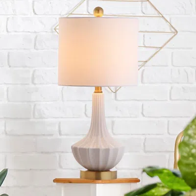 Jonathan Y Parker 21.5" Ceramic Mini Led Table Lamp In White