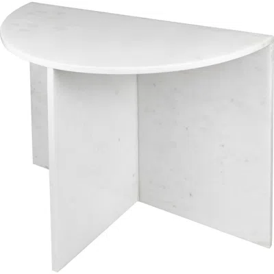 Jonathan Y Patrice Art Deco Natural Marble Handmade Demilune Side Table In White