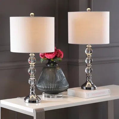 Jonathan Y Paul 26" Crystal/metal Led Table Lamp (set Of 2) In Metallic