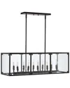 Jonathan Y Paysan 35in Linear 10-light Adjustable Iron/seeded Glass Rustic Farmhouse Led Pendant In Metallic