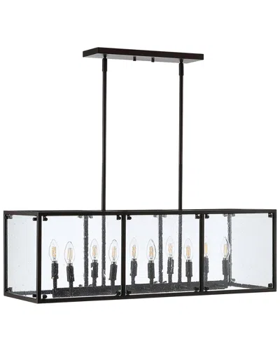 Jonathan Y Paysan 35in Linear 10-light Adjustable Iron/seeded Glass Rustic Farmhouse Led Pendant In Metallic
