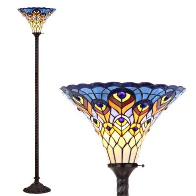 Jonathan Y Peacock Tiffany-style 70" Torchiere Led Floor Lamp, Bronze