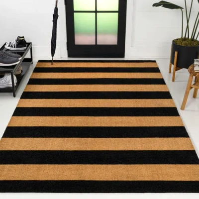 Jonathan Y Peater Classic Casual Commerical Natural Coir Mat Indoor/outdoor In Black