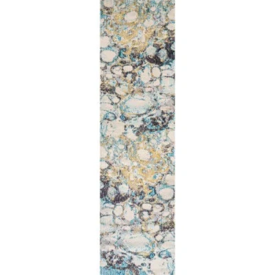 Jonathan Y Pebble Marbled Abstract Area Rug In Blue/beige
