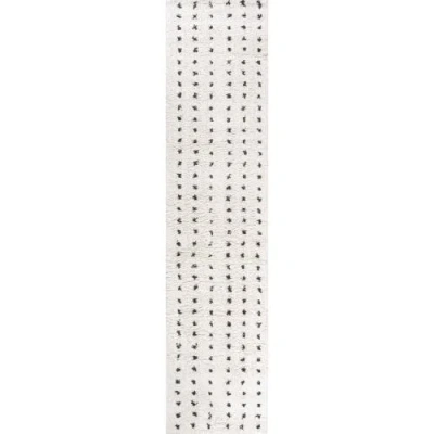 Jonathan Y Pele Modern Geometric Dot Shag Area Rug In White/gray
