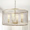 Jonathan Y Pen 4-light 20" Iron Adjustable Industrial Mesh Led Pendant