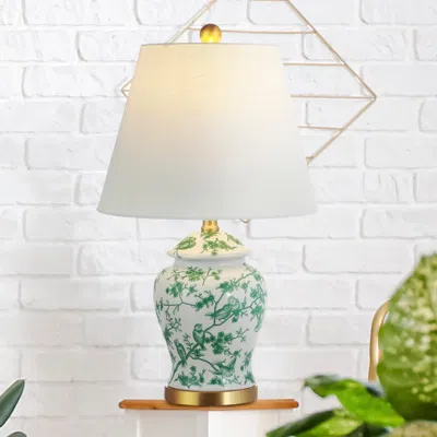 Jonathan Y Penelope 22" Chinoiserie Classic Led Table Lamp In Green