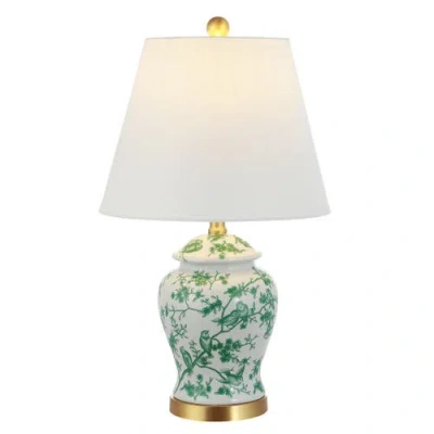 Jonathan Y Penelope Chinoiserie Led Table Lamp In Green/white